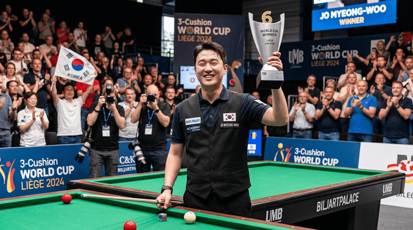 Jo Myeong-woo Raih Rekor Sejarah sebagai Asian Pertama dengan 6 Gelar Billiard World Cup