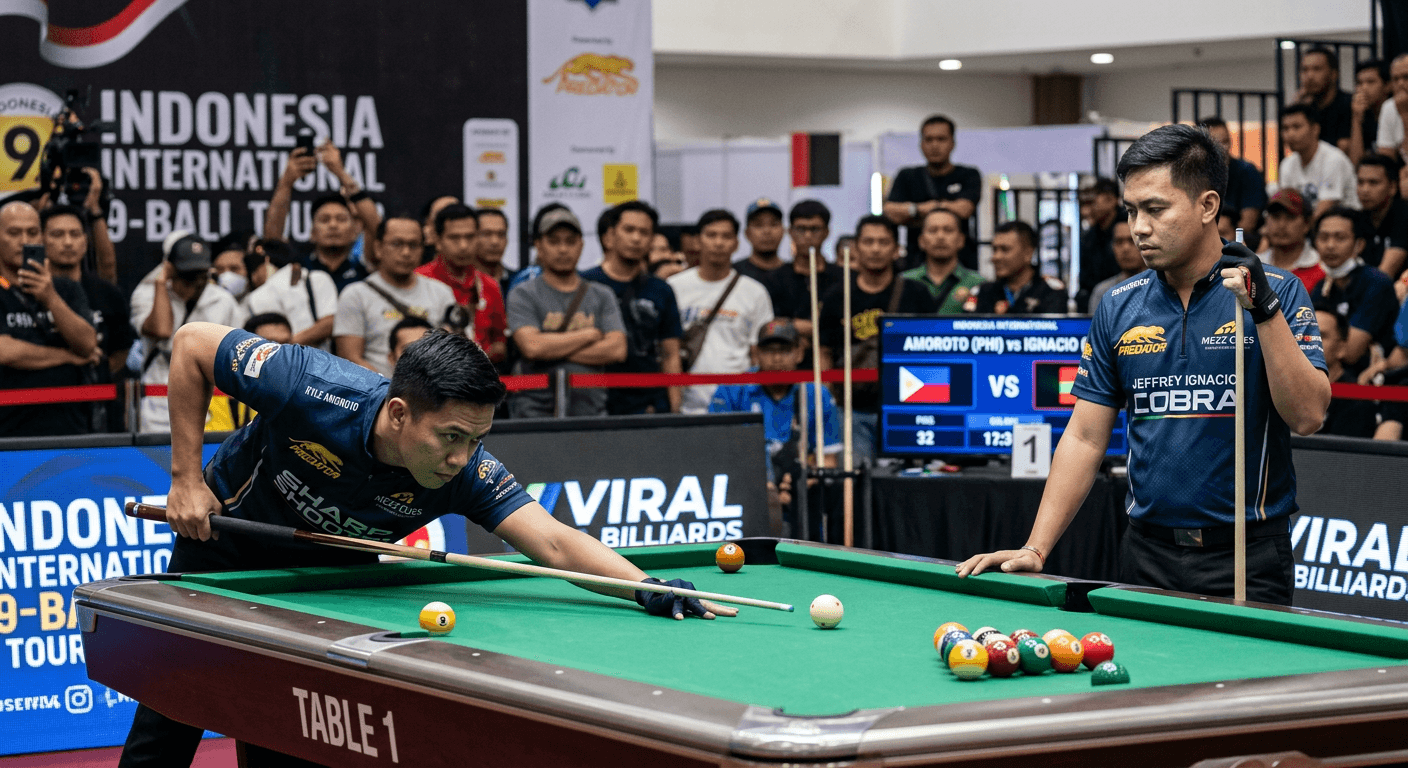 Pertarungan Seru Kyle Amoroto vs Jeffrey Ignacio di Turnamen 9-Ball Viral Hari Ini